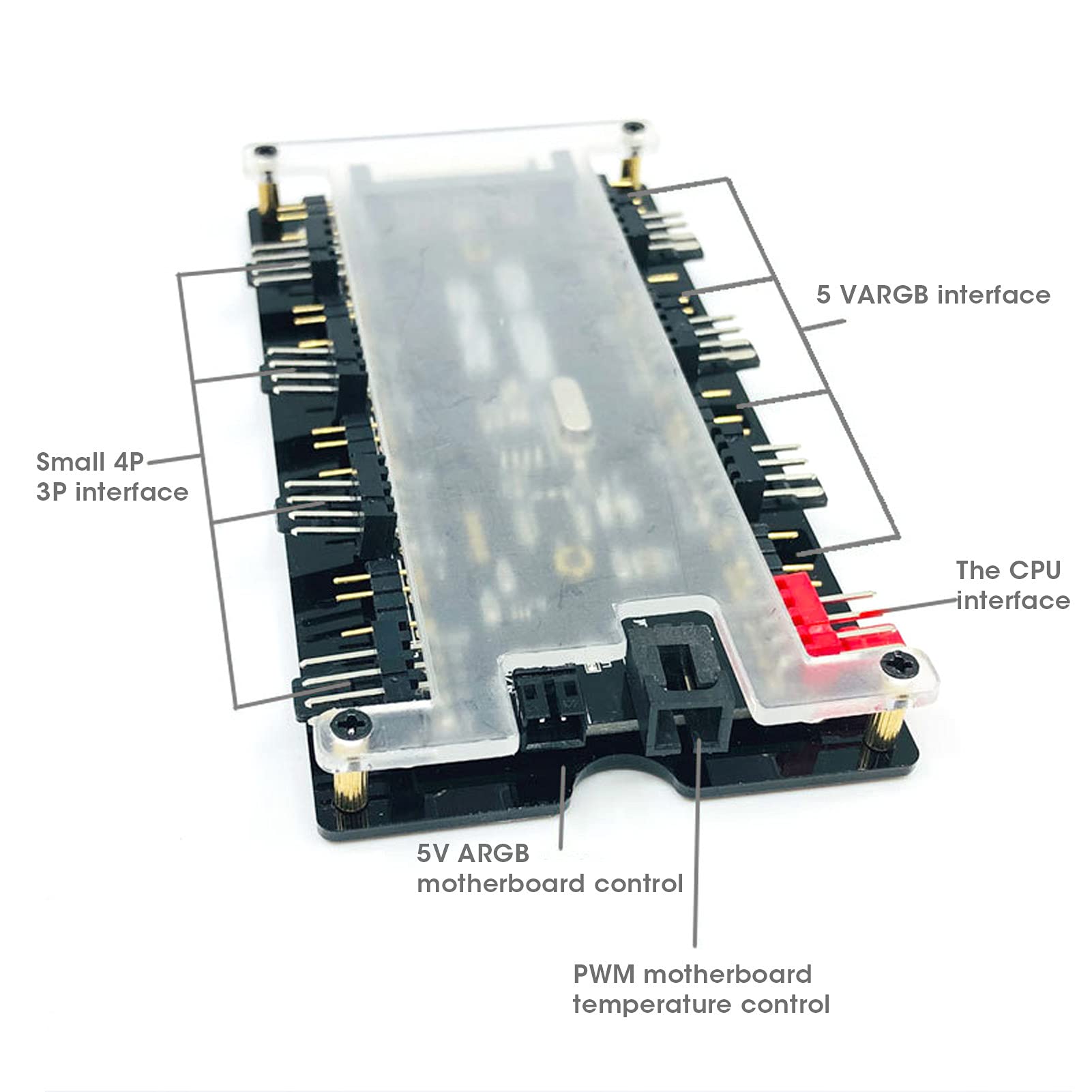 Socobeta Case Fan Hub PC Fan Controller ARGB PWM Hub 8-portowy 5V z 21-klawiszowym Pilotem do Zasilania Synchronizacja Płyty Głównej