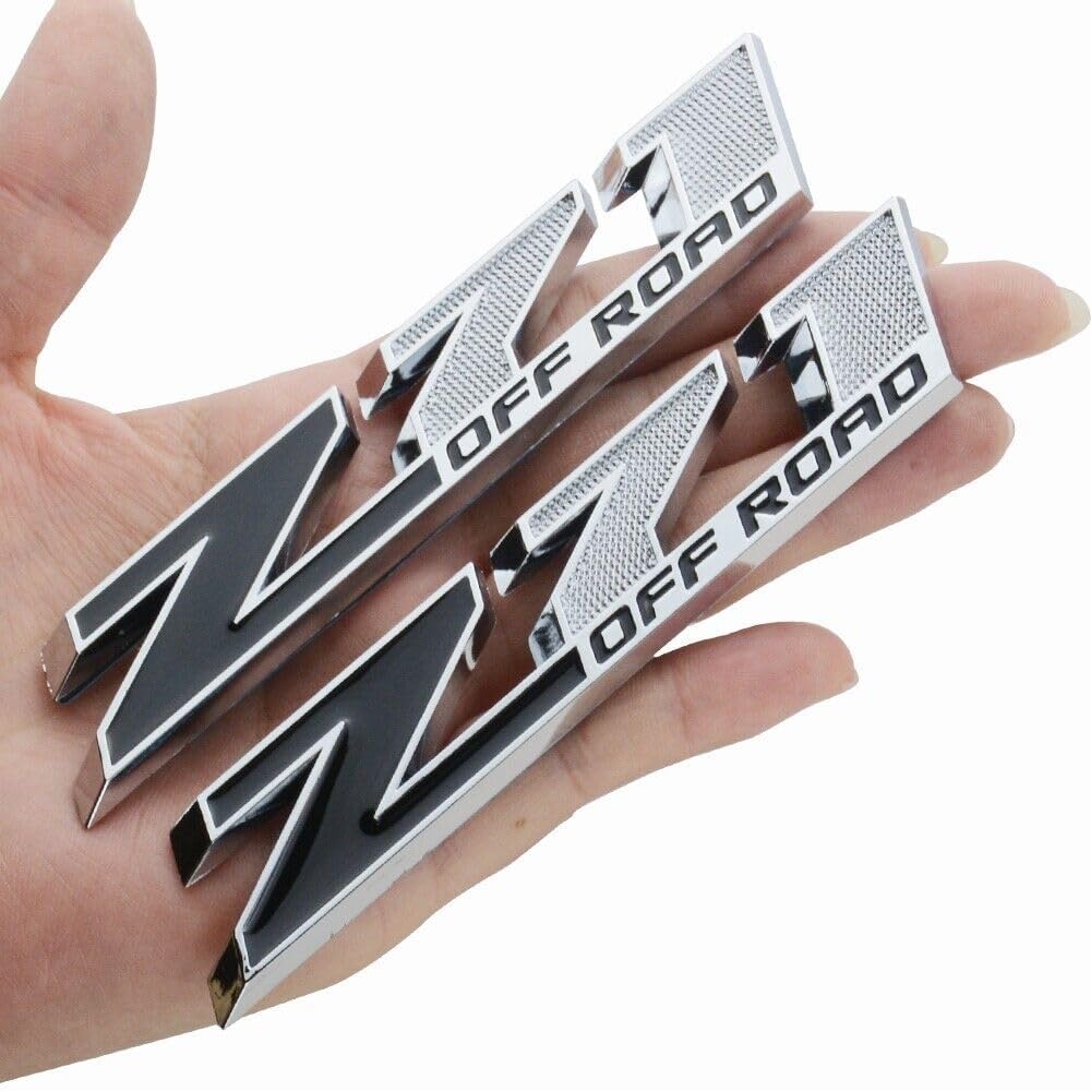 2pcs 5" Z71 Off-Road Rear Trunk Emblems Door Side Sport Badge Replacement for Chevy (Chrome Black)