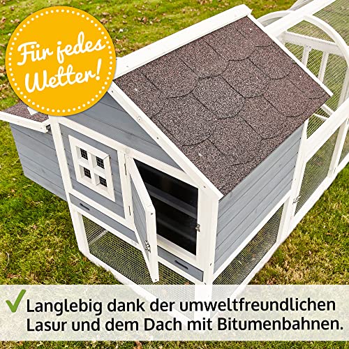 zooprinz Schöner Hühnerstall mit Runddach Voliere – aus massivem Vollholz – Stall mit Nistkasten und Kotschublade… – Bild 4