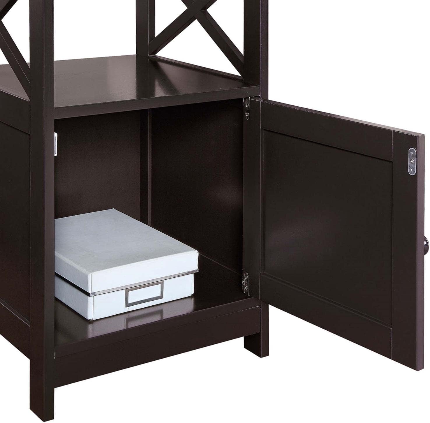 Convenience Concepts Oxford End Table with Storage Cabinet and Shelf, Espresso