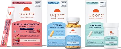 Uqora Flush Advanced+ Regimen with Flush Advanced+ - Cranberry to Reduce Risk of Recurrent UTI** - Defend & Promote - D-Mannose, Vitamin C, Green