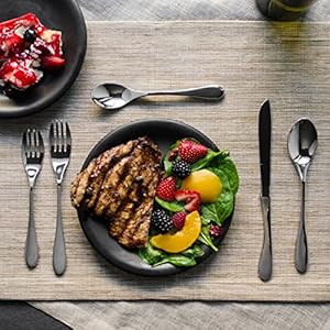 Knork Durable and Stylish Everyday Use Service for 8 Stainless Steel Flatware Set 45 piece Silver Gloss