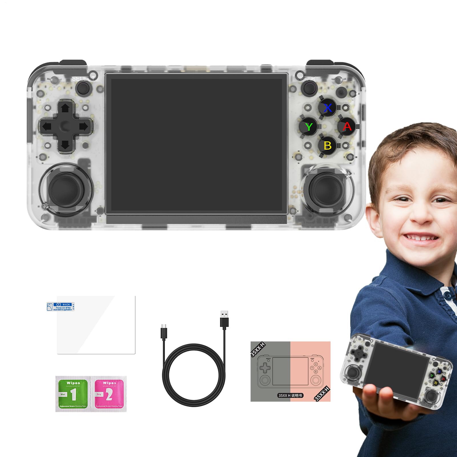 Console di portatile, retro portatile, console mini con | giochi classici, supporto schermo da 3,5 pollici per collegare l