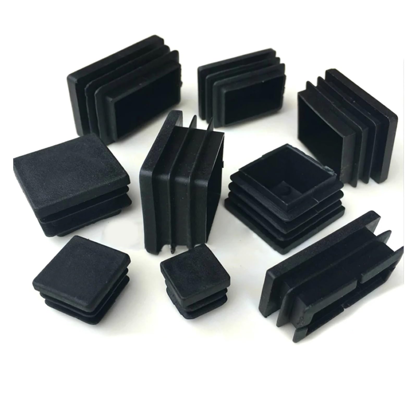 2/4/10 Uds. Tapón de inserción de Tubo de Tapa de Extremo Ciego Negro de plástico Cuadrado 10x10~100x100mm (Color : 10PCS, Tamaño : 100x100mm)