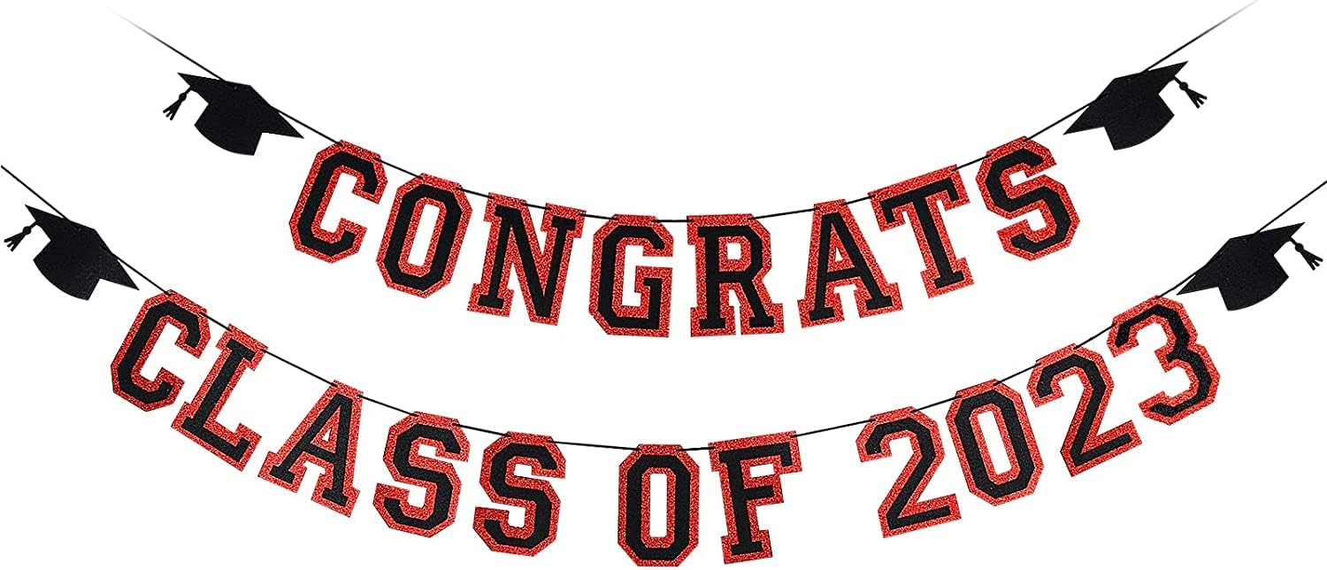 Class of 2023 Banner Red and Black Graduation Banner Class