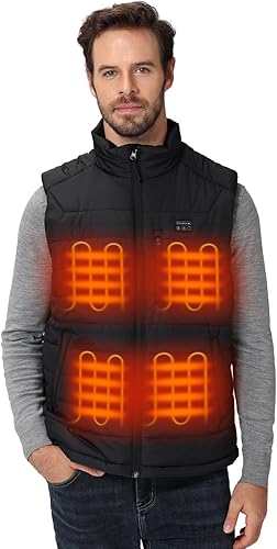 Miniatura 8 de Sevdiea Chaleco térmico para hombre con batería incluida, 16000 mAh, 7.4 V, chaleco térmico para hombres de caza, chalecos eléctricos con calefacción