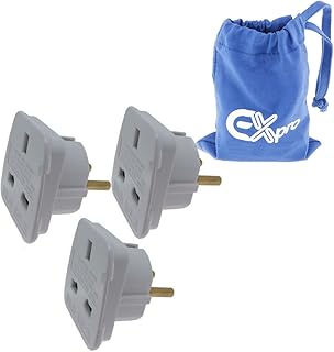 Ex-Pro [PACK 3 Travel Adapter Converts UK Plugs Plug to 2 pin (Round) Converts - EU Europe European UK To EU, France, Germany, Spain, Schuko Europe 2 Pin [WHITE]