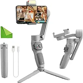 EACHSHOT Smooth Q3 3 Axis Smartphone Handheld Gimbal Estabilizador para iPhone 12 11 Pro Xs Max Xr X 8 Plus 7 6 SE Android Celular Smartphone YouTube Vlog Live Video Kit