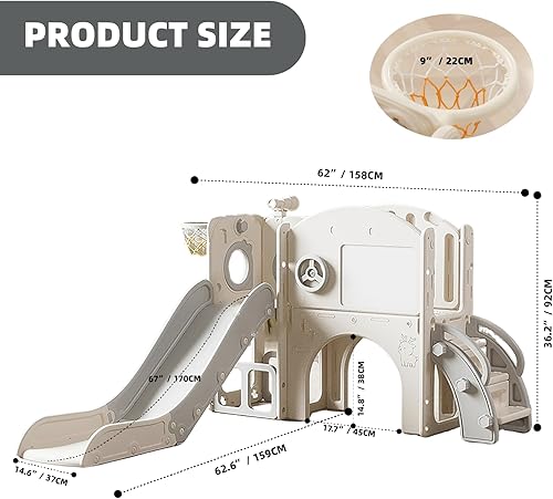 Miniatura 3 de Conjunto de tobogán para niños pequeños al aire libre, juego de juegos en interiores para niños de 1 a 3 años, para el hogar, patio trasero