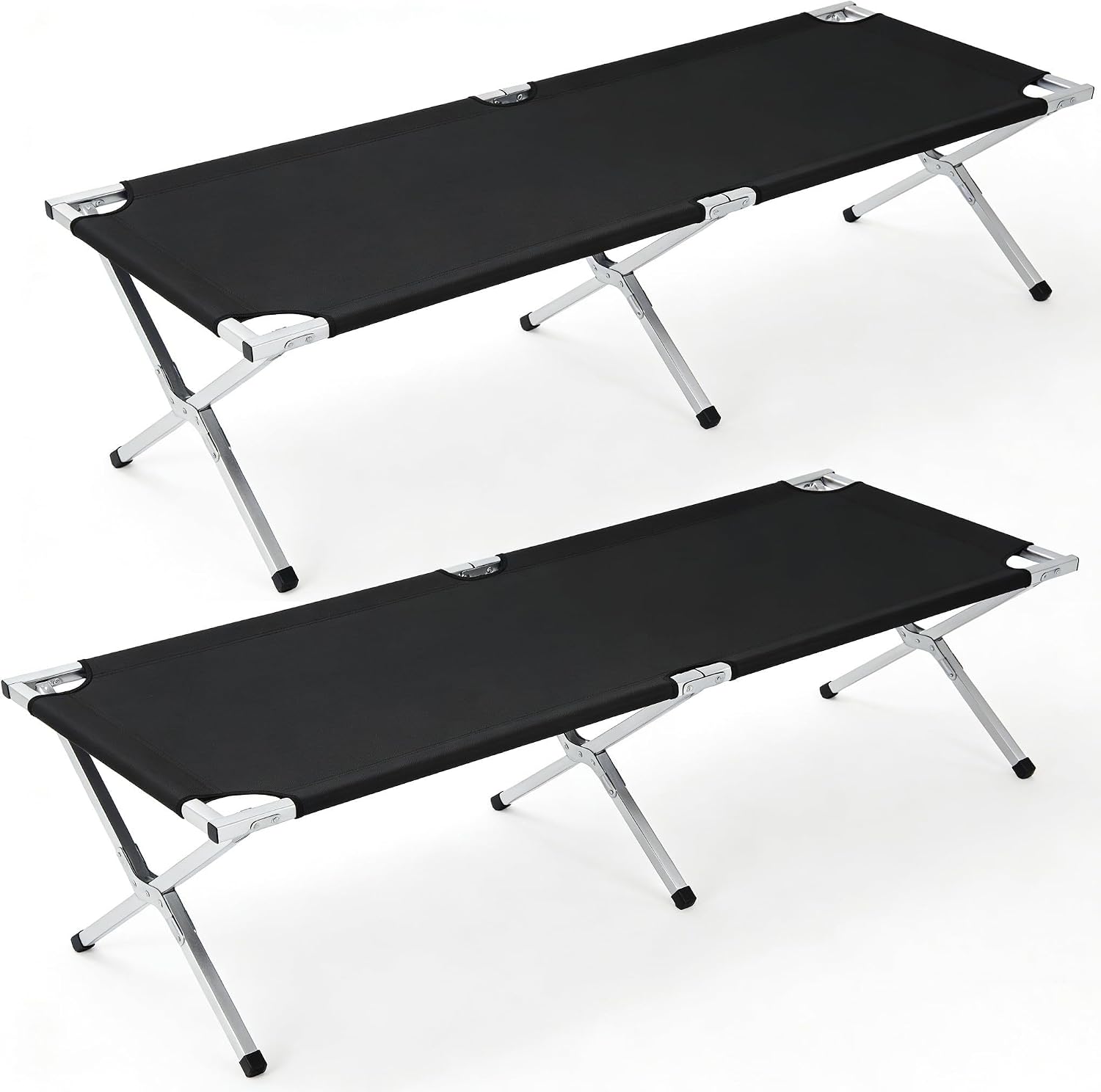 Portable Folding Camping Cot, Heavy Duty Sleeping Bed with Carrying Bag, 610D Oxford Cloth & Lightweight Aluminum Frame, 275lbs Load, Outdoor Cot for Adults, Travel, Hiking, Office (Black, 4 Pack)