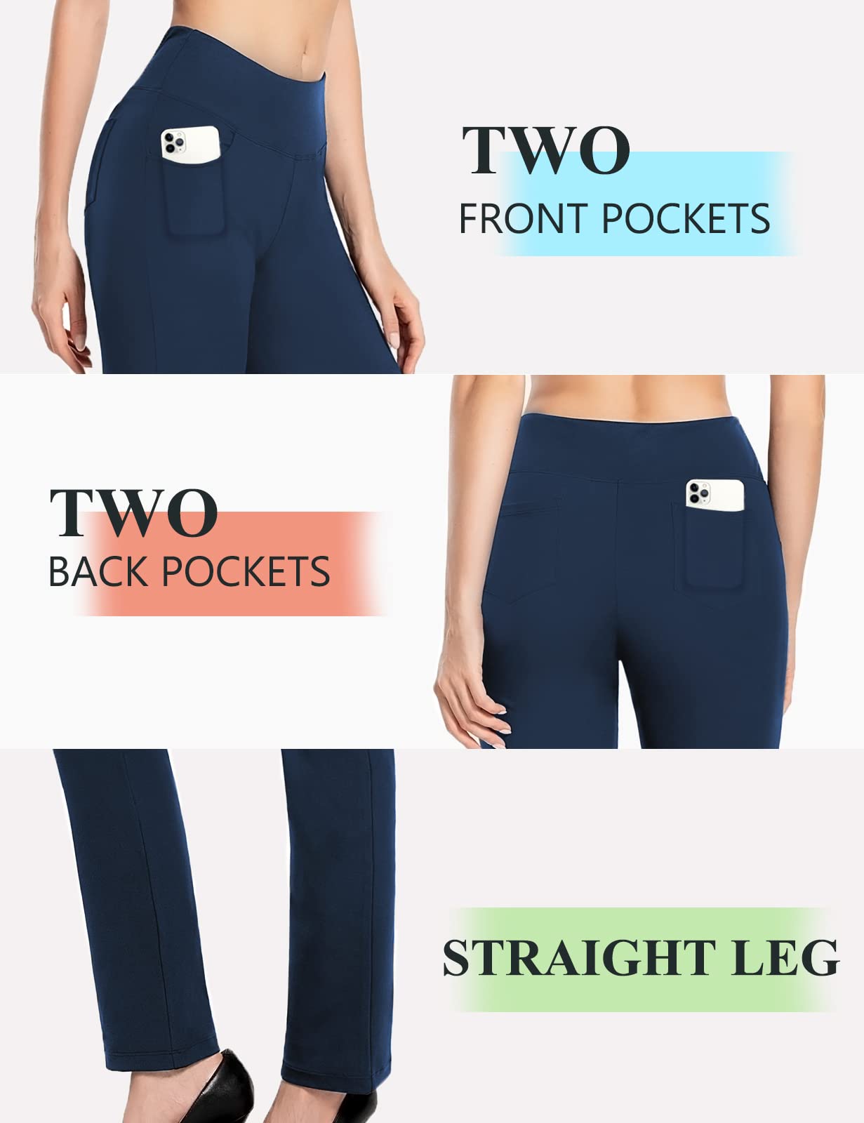 MOVE BEYOND Donna Pantaloni e Pinocchietti Bootleg da Yoga con 4 Tasche a Vita Alta Controllo di Pancia