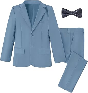 Boys Suits 2-Piece Formal Slim Fit Suit Set for Boys Wedding Ring Bearer Outfit with Blazer and Pants