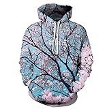 BAWHOCOS White Cherry Blossom Hoodies for Men Women Fashion 3D Print Hooded Sweatshirt Pullover Hoodie Jacket Men's