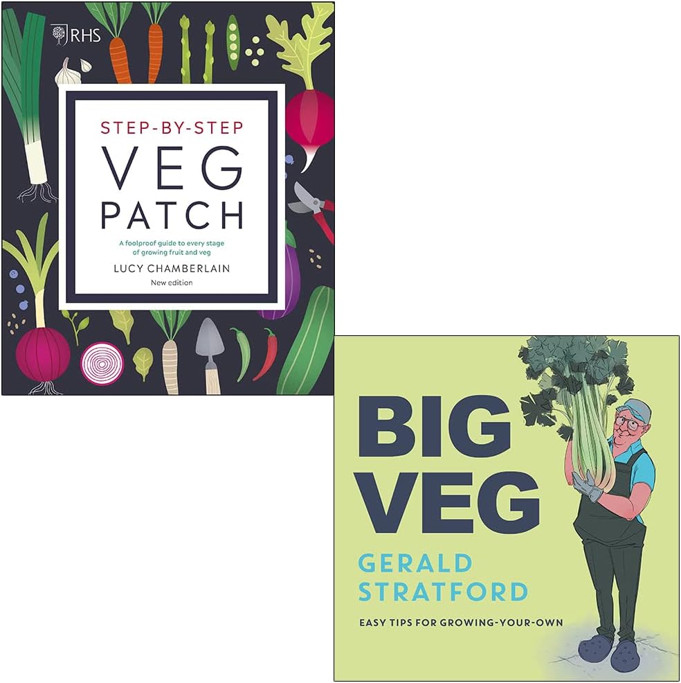 RHS Step-by-Step Veg Patch By Lucy Chamberlain & Big Veg By Gerald Stratford 2 Books Collection Set