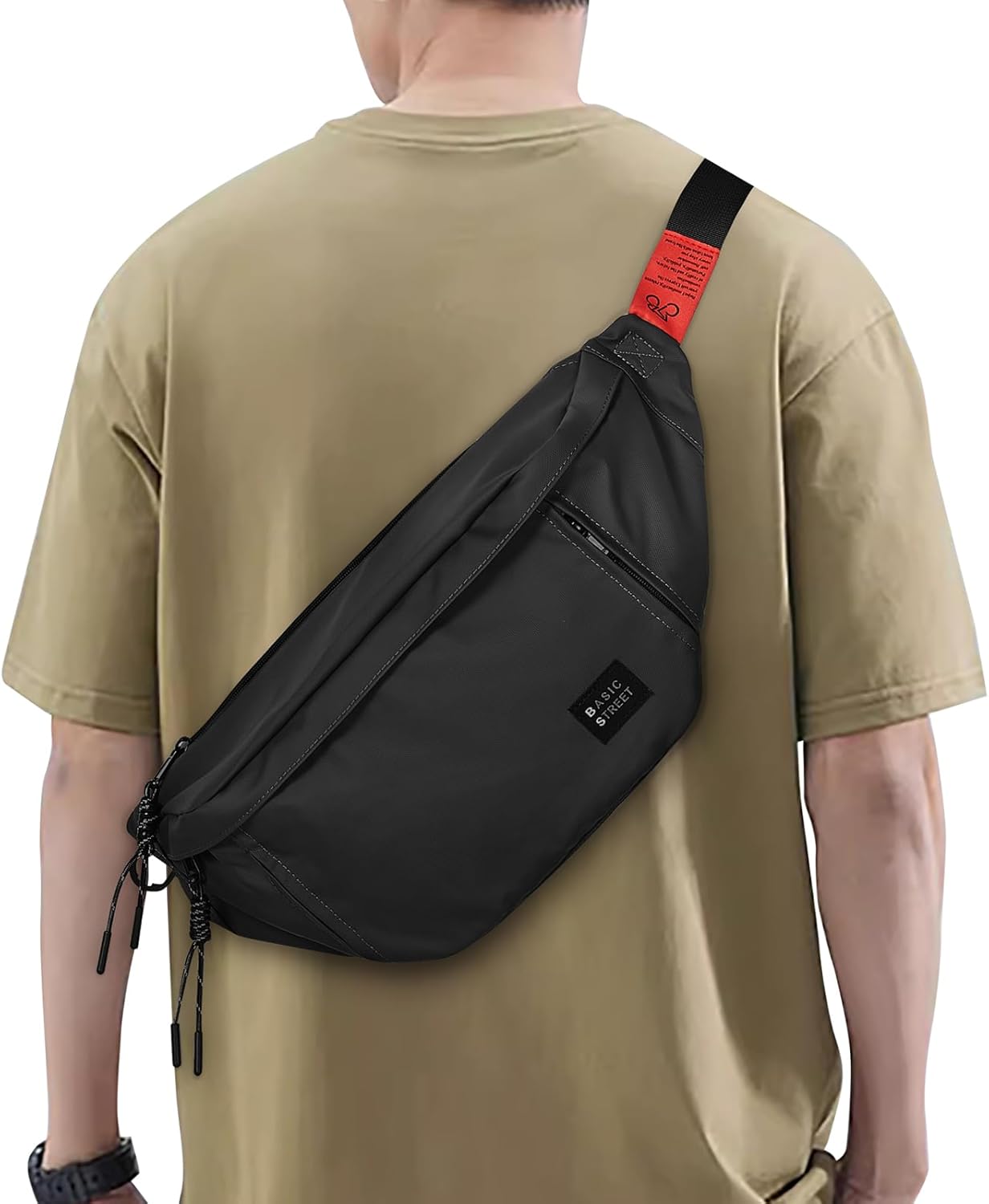 Fashion Large Crossbody Fanny Pack for Men Women,Water Resistant Waist Bag fanny Packs belt bag sling bag with 5-Zipper Pockets,Carrying 7.9"phone,Black-Large - Image 7