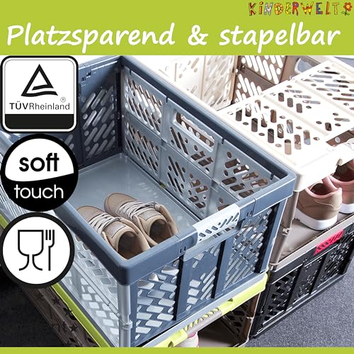 KiNDERWELT 45 Liter stabile Faltbox Klappbox Kunststoff bis 50 kg Gummi Handgriffe