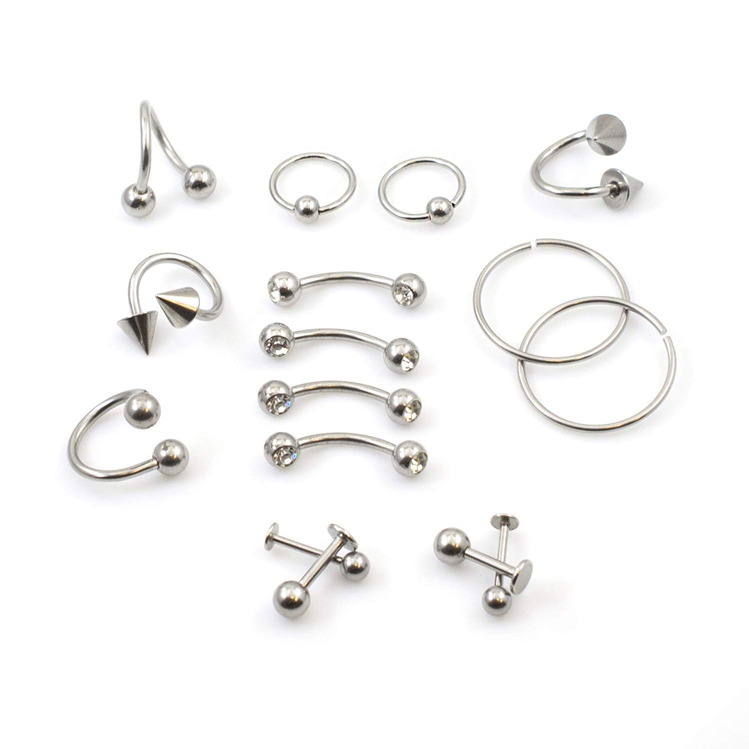 Piercing Kit 22 Pieces Include Jewelry Forcep Needles and Gauge Measurement Tool
