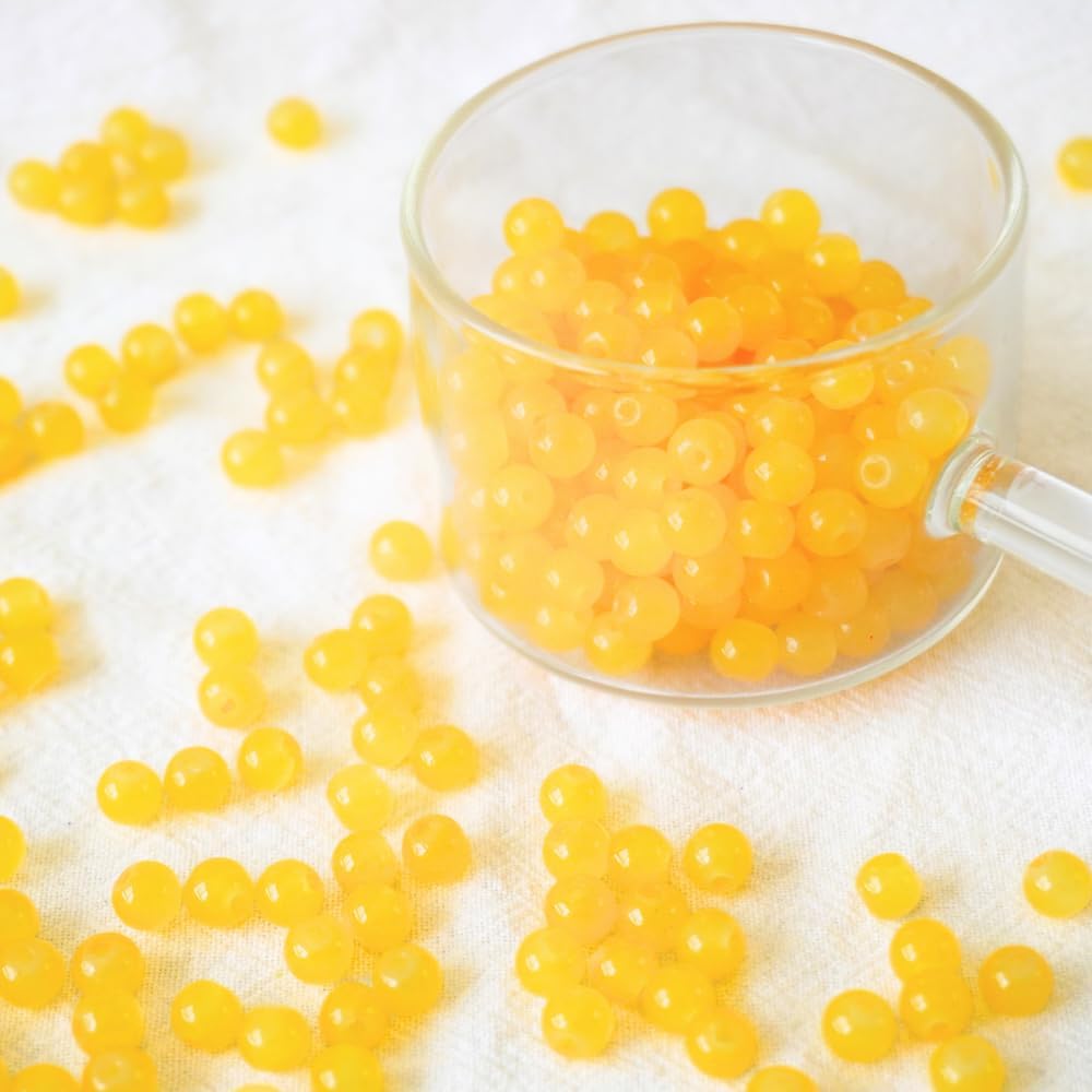 Jabrand 240pcs Glass Beads for Bracelets, 6mm Round Glass Beads for Jewelry Making DIY Crafts (Yellow) - Image 4