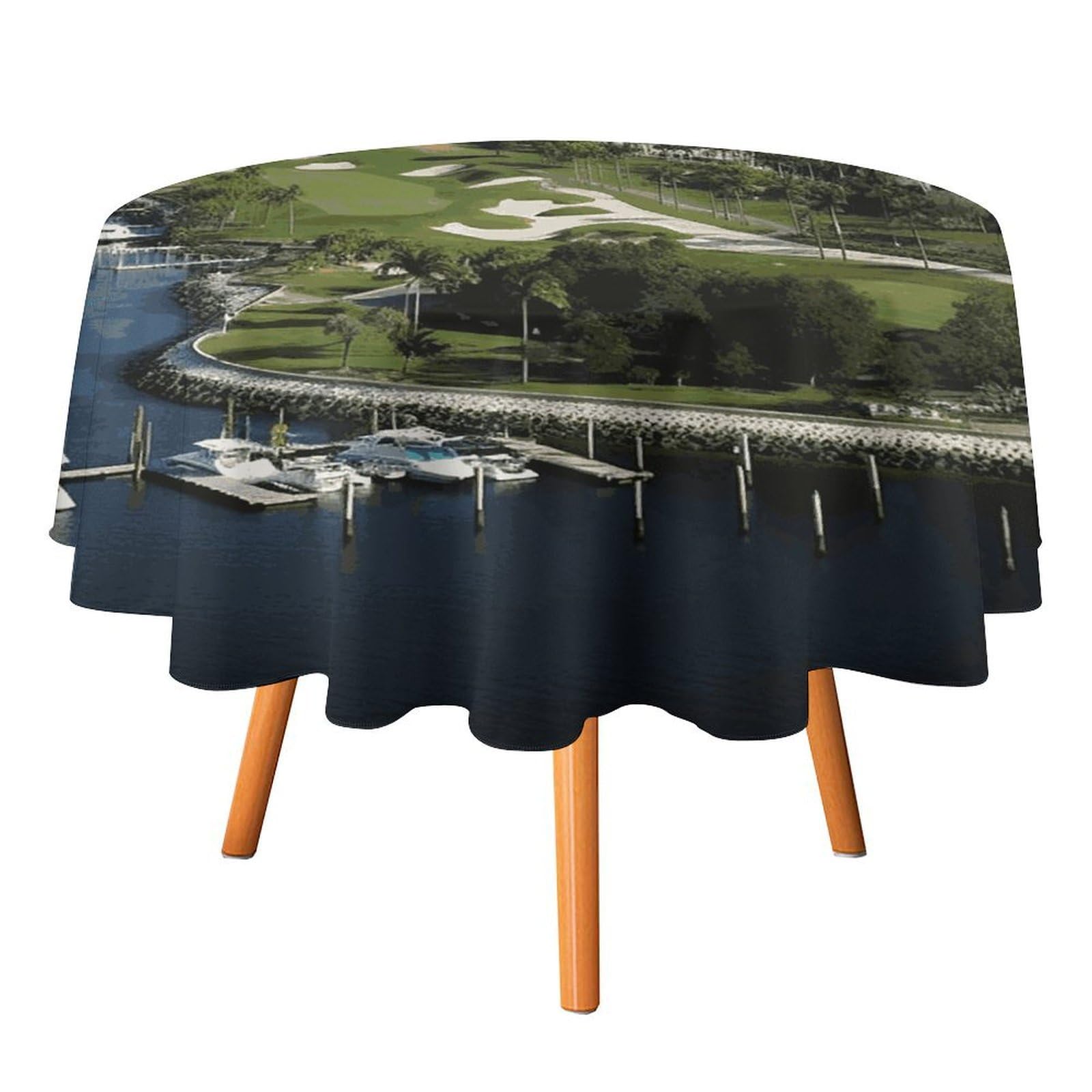 Fekiloot Style Golf Yacht Club Round Tablecloth - Heavy Duty And Washable,Polyester Decorative Fabric Table Cover,Tablecloths For Kitchen Dining, Wedding, Birthday Party50x50in