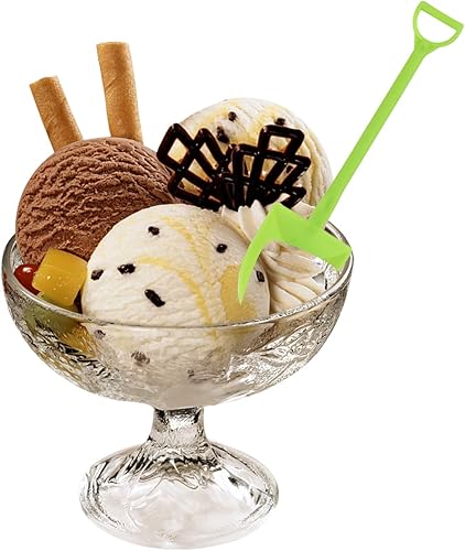 Vista 22 de Cucharas con forma de pala, lindas cucharas de postre de plástico desechables, palas de cuchara de postre de helado, 100 unidades, color negro, 4.7