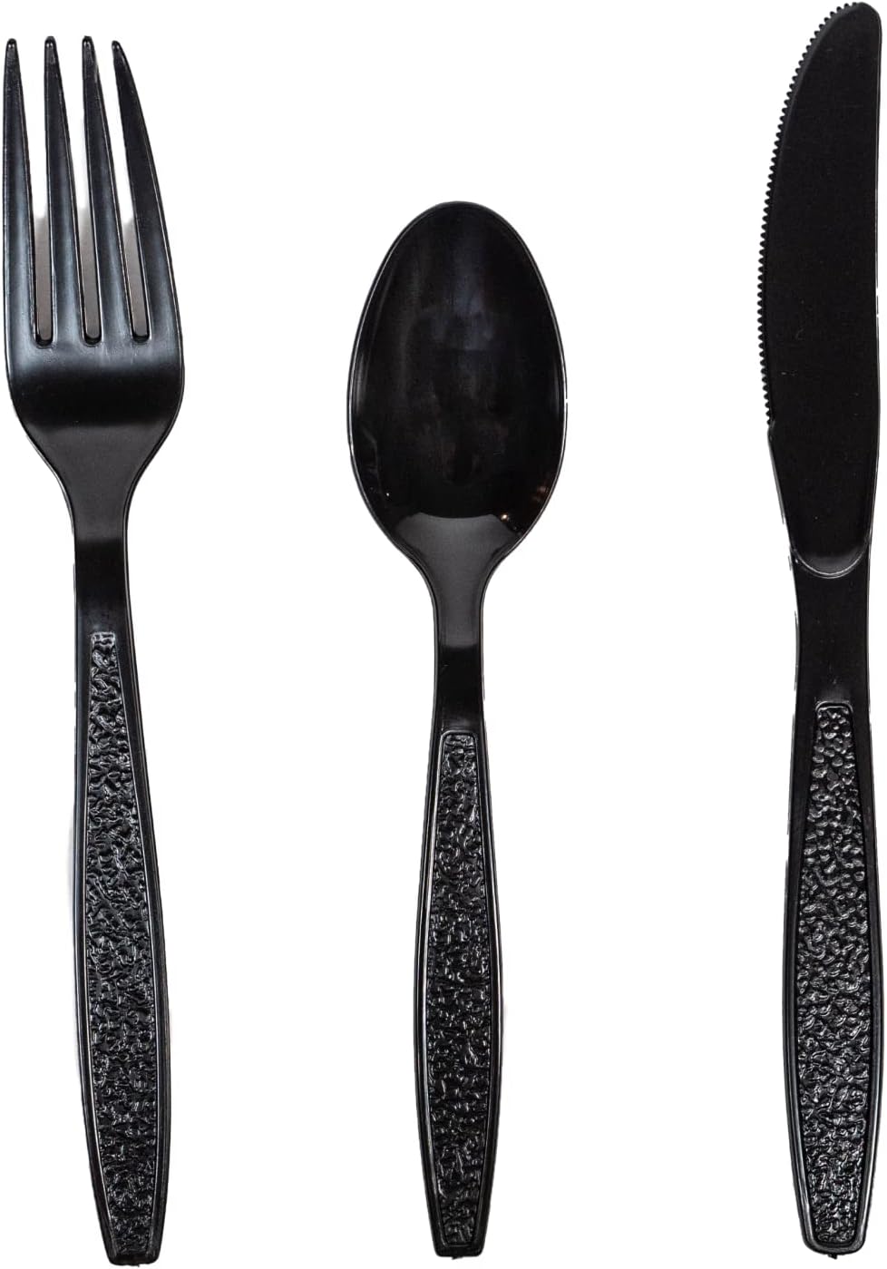 Heavy Weight Black Cutlery Kit - 250 Sets of Individually Wrapped Black Plastic Cutlery Packets (3-piece Kit)