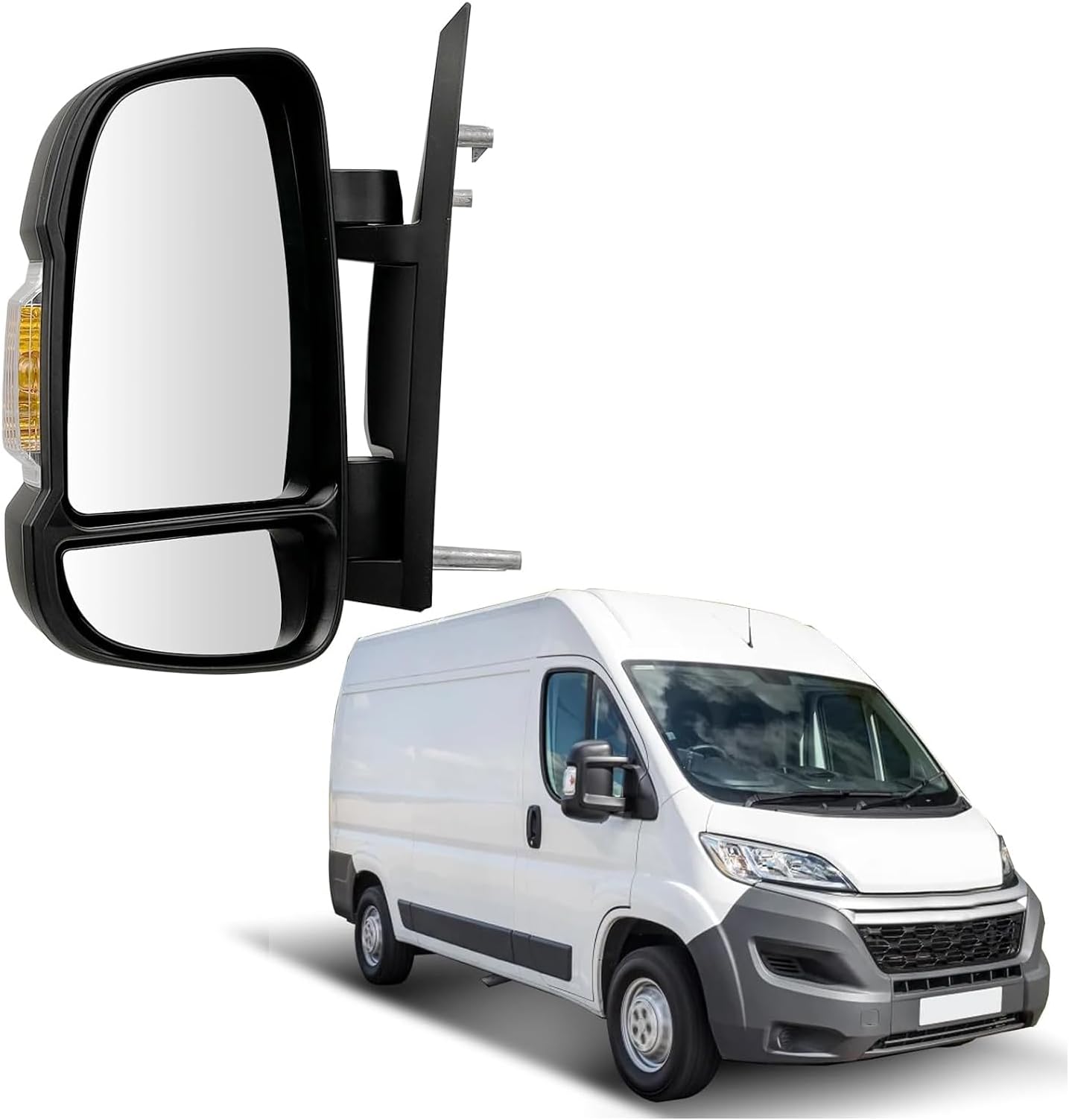 Fits PEUGEOT BOXER 2006 > 2024 SHORT ARM ELECTRIC WING MIRROR HEATED BLACK COVER With INDICATOR PASSENGER SIDE