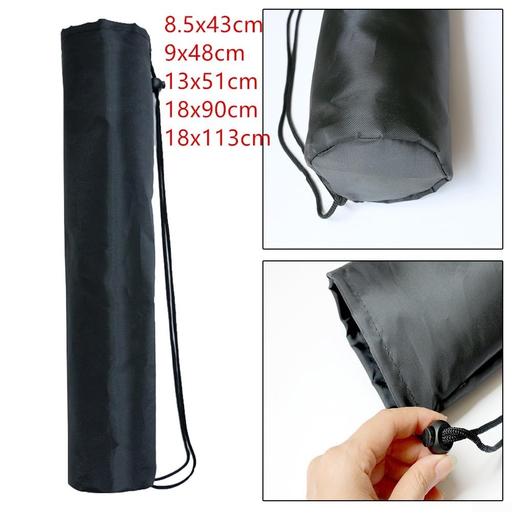 Drhomeam Drawstring Toting Bag Handbag For Mic Light Tripod Stand Monopod Foldable Tripod Bag For Photographic Studio, Light Stand, Black(18x113cm)
