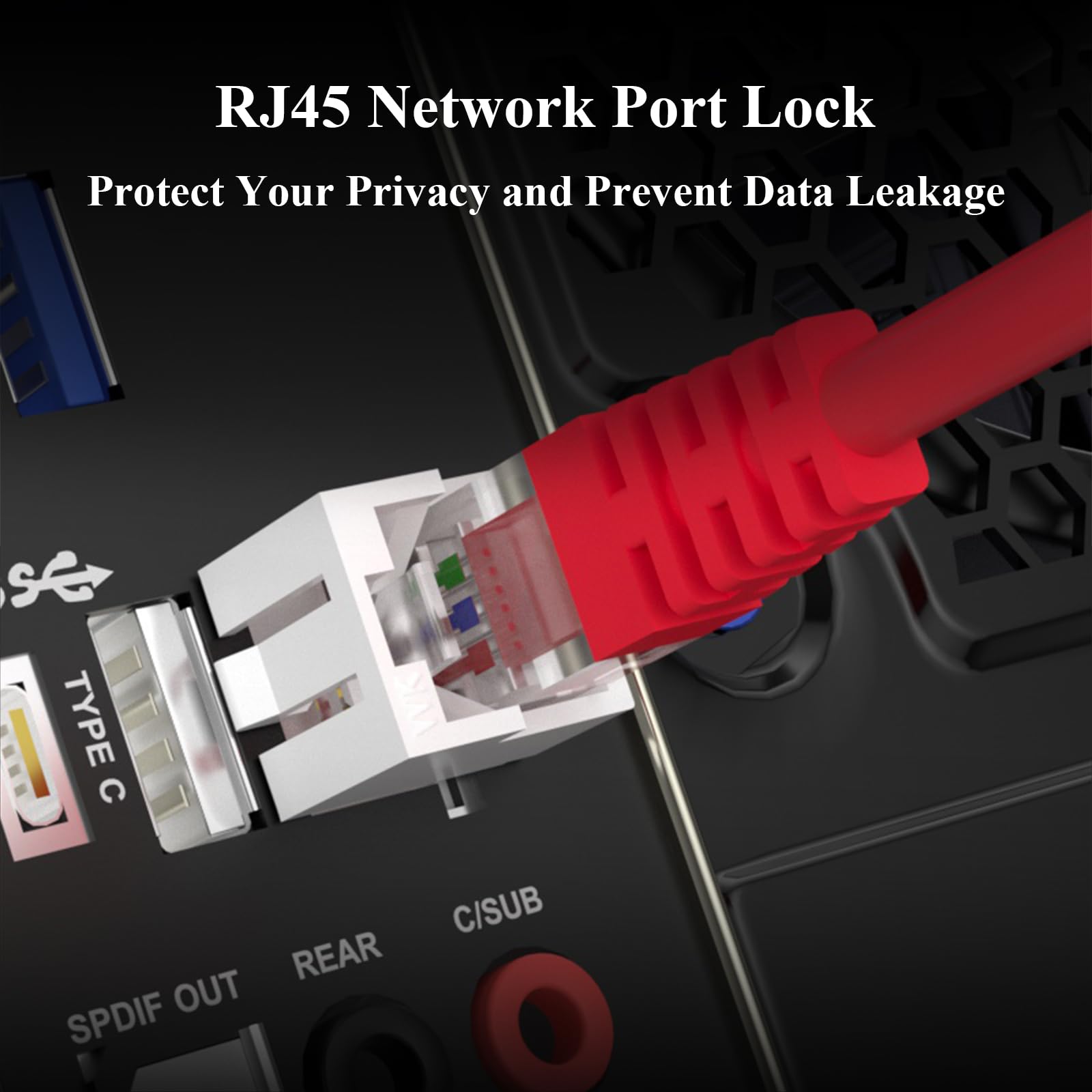 20 bloqueadores de puertos de red RJ45 y cubierta antipolvo con 1 llave, bloqueo de puerto de red, protector de puerto Ethernet, bloqueo de cable LAN para bloquear cables Ethernet, para oficinas y