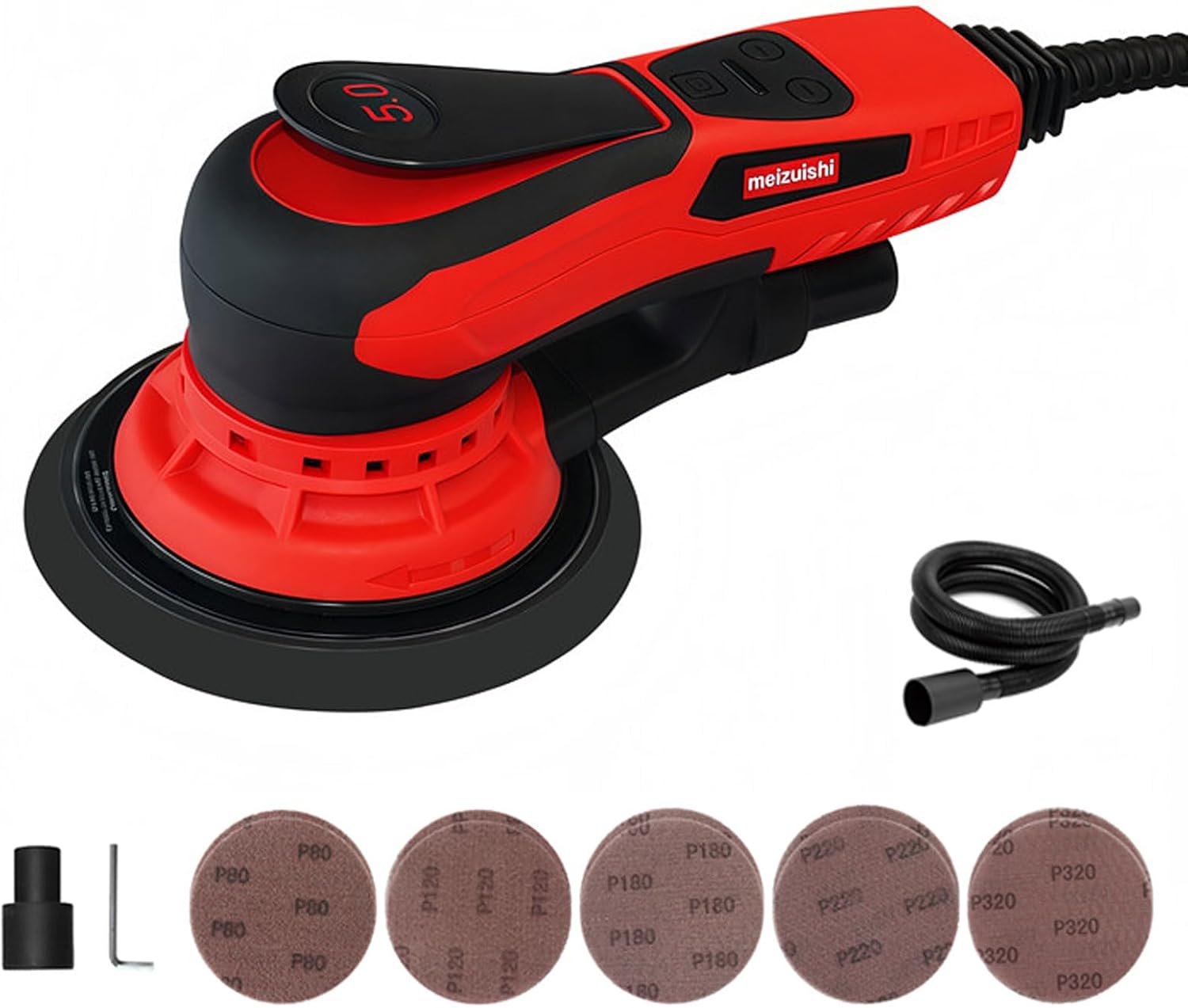Random Orbital Sander Brushless 350W 3A Multi-function Variable Speed Electric Corded Orbital Sanders Machine for Woodworking, car，Drywall Sanding, Polishing，Random Color