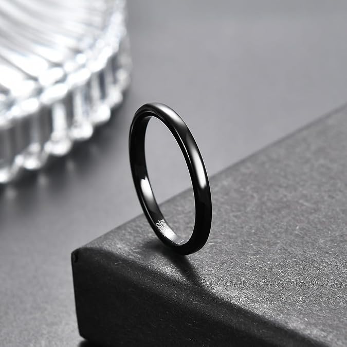 VQYSKO Tungsten Carbide Wedding Cigar Domed Band Ring Men Women 5-14