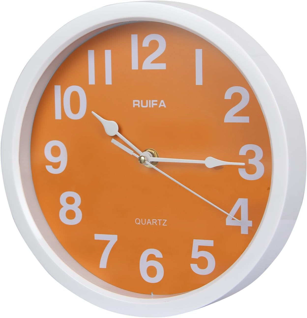 RUIFA Indoor Quiet 8-Inch Precedent Decorative Wall Clock with Arabic Numerals (Orange)