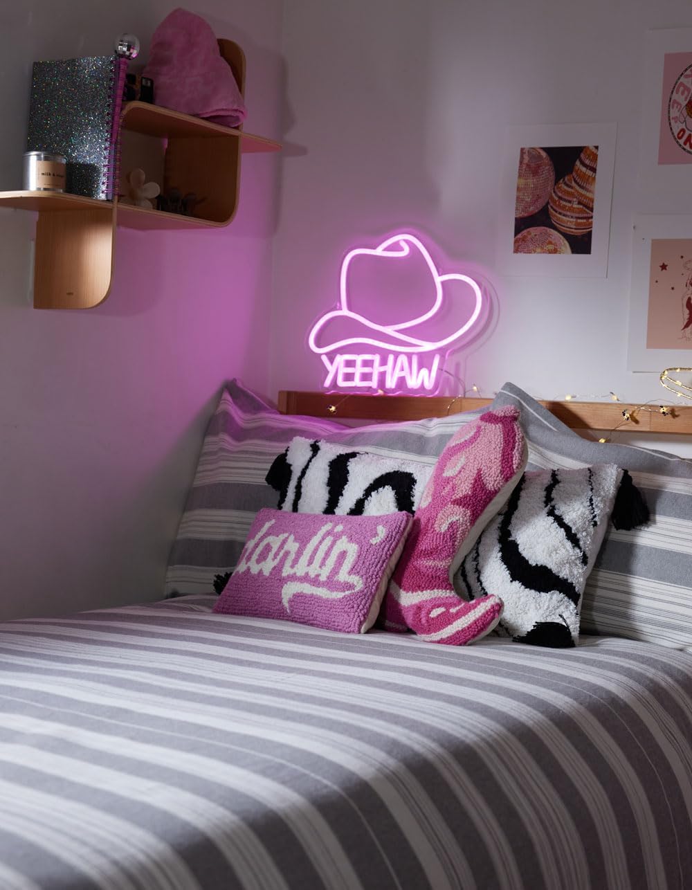 NPW Disco Cowboy Yeehaw LED Neon Hat Sign For Wall Decor, USB Powered and Wall Mountable for the Bedroom, Bar, Game Room, Living Room (14x13 inches)