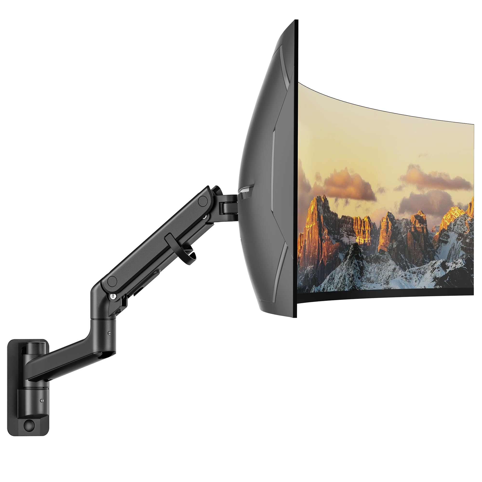 monTEK 17-49 inch Single Monitor Wall Mount for up to 44 lbs Ultrawide Screen, Premium Aluminum Heavy Duty Monitor Arm with Adjustable Gas Spring Arm,