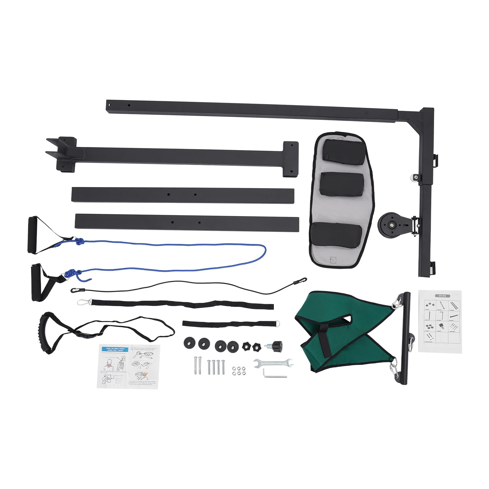 Redresseur de lit avec hauteur réglable 9 niveaux, potence de lit avec poignée triangulaire, aide au redressement, cou cervical, potence de lit autoportante mobile avec étirement de cou