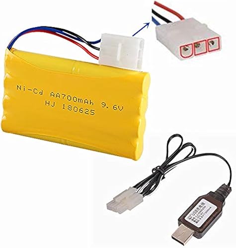 Batería NI-CD de 9.6V 700mAh con enchufe KET-3P para RC Toy Like Robot Car Control remoto barco 9.6 voltios KET-3P con cable de carga USB
