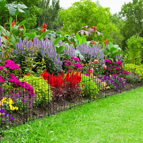 Decorative Garden Fence 10 Pack - 17 in (H) x 10.8 ft (L) No Dig Dog Animal Barrier Rabbit Fence Rustproof Metal Wire Panel Border, Animal Ground Stakes Fencing for Garden, Patio