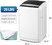 Vista 7 de ROVSUN Lavadora portátil de 25 libras, máquina de lavandería eléctrica completamente automática con tambor de acero inoxidable, lavadora compacta