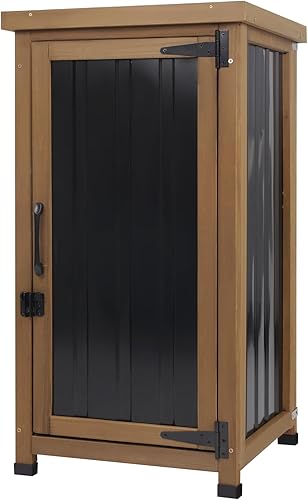 Miniatura 13 de Gabinete de almacenamiento al aire libre impermeable con estantes, pequeño cobertizo de almacenamiento, gabinete de almacenamiento vertical alto