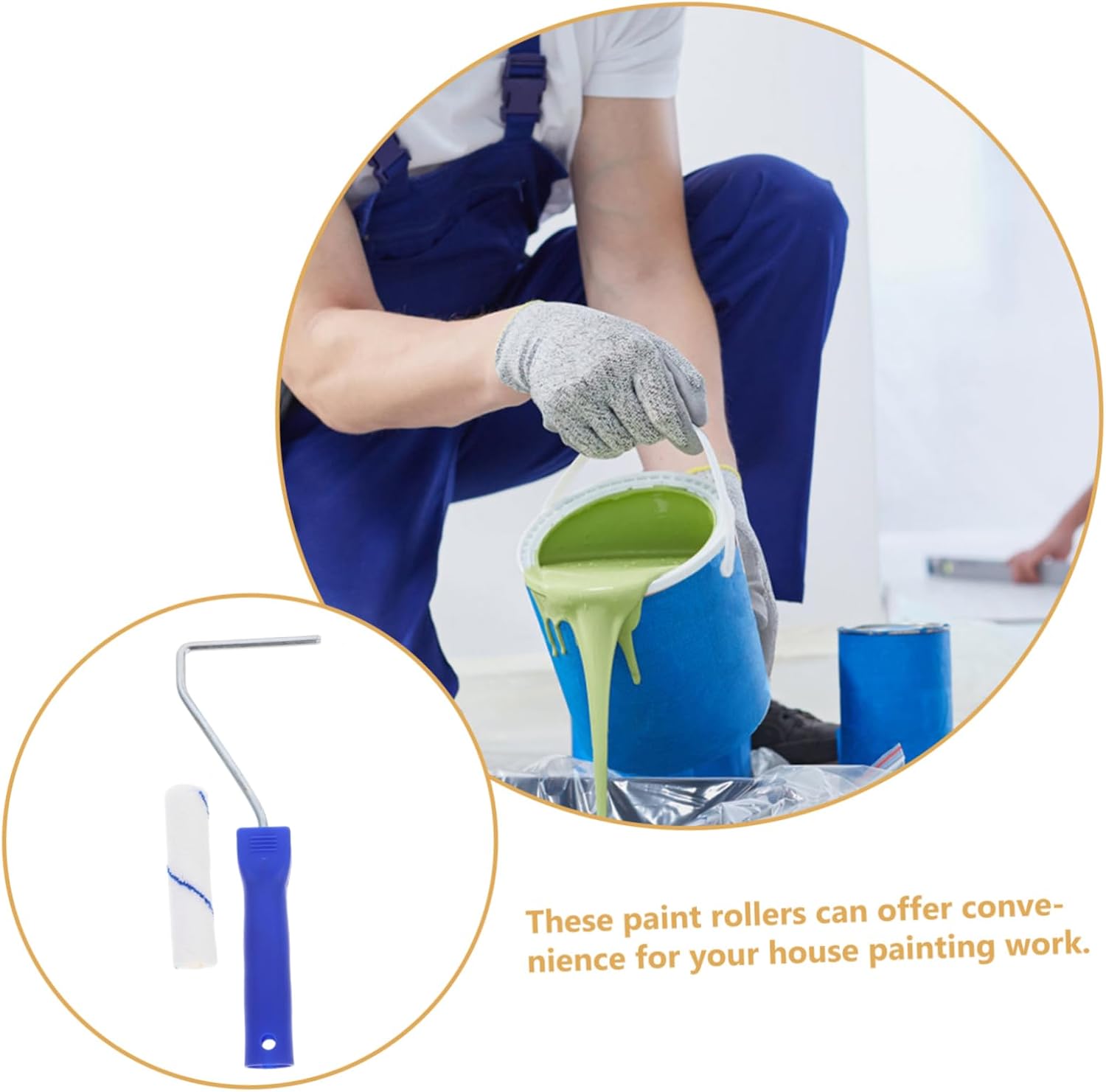 1set Small Paint Roller with Roller Frame for Painting Includes Microfiber Sleeves Handle Efficient Wall Painting