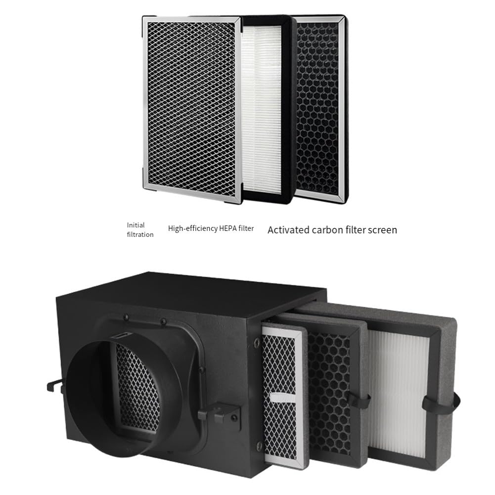 Rechteckiger Luftfilter mit HEPA und Aktivkohle zur Rauchstaubentfernung, mehrschichtiger Luftauslasssiebfilter für den Heimbürogebrauch, S 305 x 185 mm