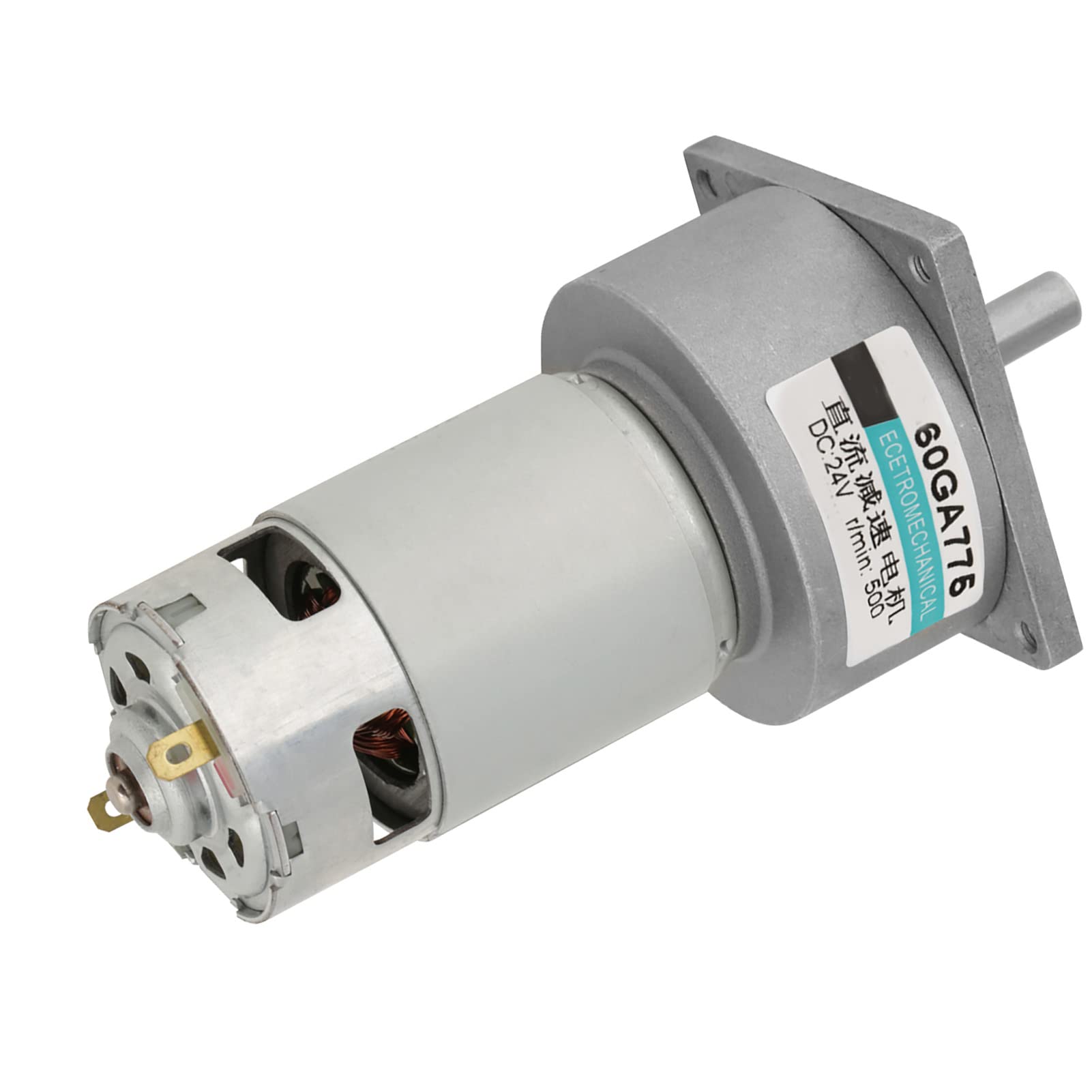 Pilipane DC12V/24V 35W Mini DC Motoriduttore velocità del Metallo Regolabile Motore a Coppia Elevata CW/CCW(24V 500 Giri/min), Motoriduttore,