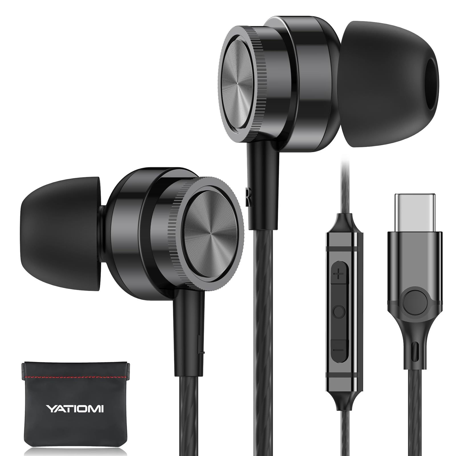 USB C Headphone for Samsung S25 S24 S23 Ultra FE S22 A16 A55 A54 Wired Earbuds Magnetic in-Ear