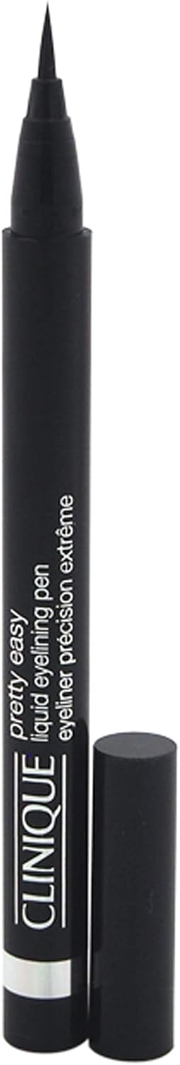 Clinique Pretty Easy Liquid Eyelining Pen | Precision Brush with 24-Hour Smudge and Budge-Resistant Wear | Ophthalmologist Tested | Free of Parabens, Phthalates, and Fragrance | Black - 0.02 oz
