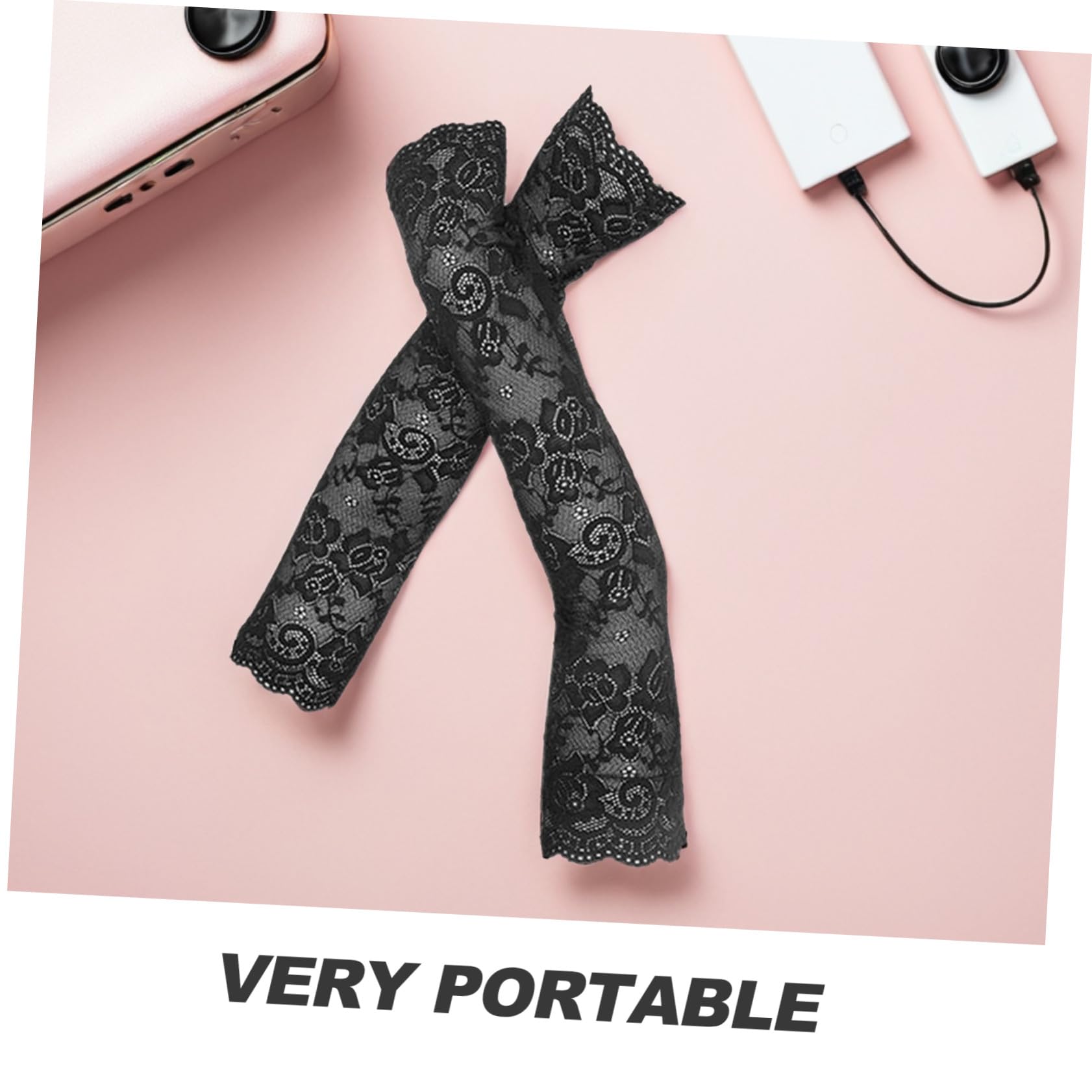 ABOOFAN 3 Paires de Manches de Bras en Dentelle D'été Longs sans Doigts Protège-Coudes Couvre-Cicatrice pour Femmes Noir Blanc Peachpink