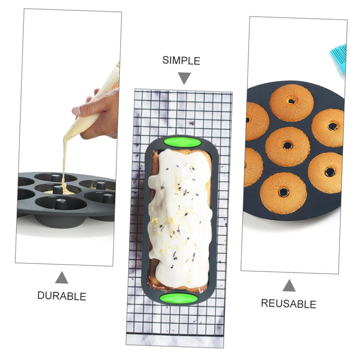 Kit de Moldes de Silicona 5 Piezas para Pasteles, Horneado | Resistente Calor de al Fácil Limpiar Cocina Silicona Flexible Reutilizable Repostería