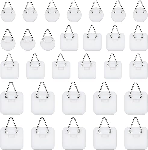 cobee 30 ganchos adhesivos para colgar fotos sin clavos, ganchos adhesivos para colgar fotos sin clavos, ganchos adhesivos de plástico para el