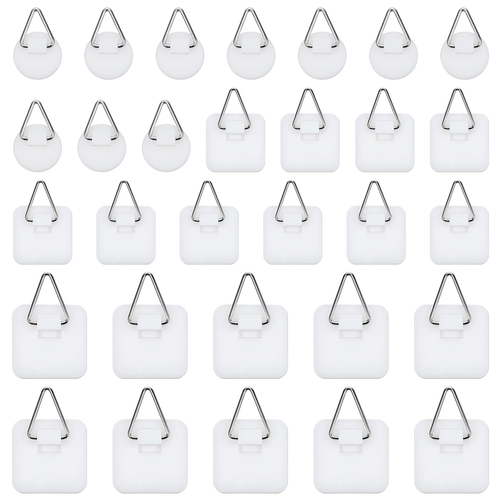 cobee 30 Pcs Adhesive Picture Hanger, Adhesive Hooks for Hanging Pictures Without Nails, Plastic Picture Sticky Hangers for Home Kitchen Picture Photo Frame Plate Wall Art, White