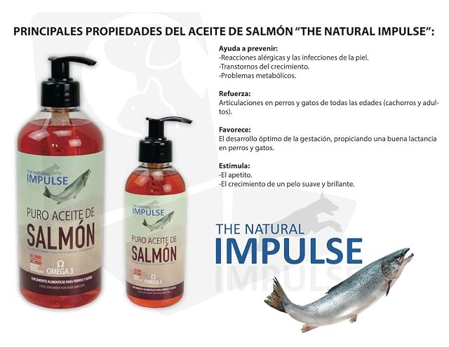 Aceite de Salmón Noruego para Perros y Gatos con Omega 3. Previene Trastornos de Crecimiento
