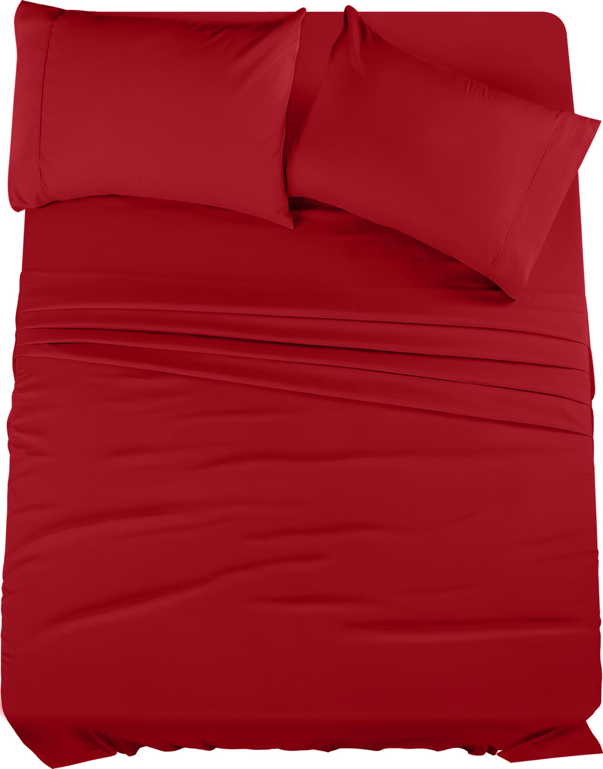 Utopia Bedding King Bed Sheets Set - 4 Piece Bedding - Brushed Microfiber - Shrinkage and Fade Resistant - Easy Care (King, Red)