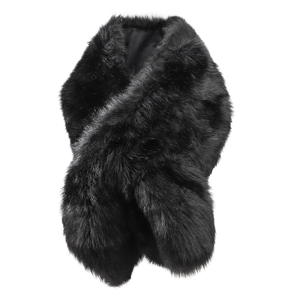 Châle Étole Long en Fausse Fourrure Élégant pour Femme Châle Mariage sans Manche pour Hiver Cape Veste Femme pour Mariage Soirée Cérémonie Cape Chaude pour Mariée et Demoiselles d’Honneur